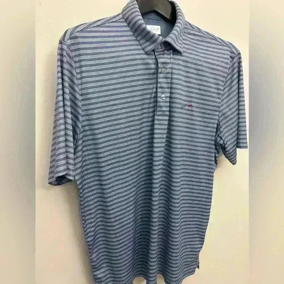 Greg Norman Two Tone Blue Striped Short Sleeve Polo Shirt Men’s Size L NWOT - Picture 4 of 6